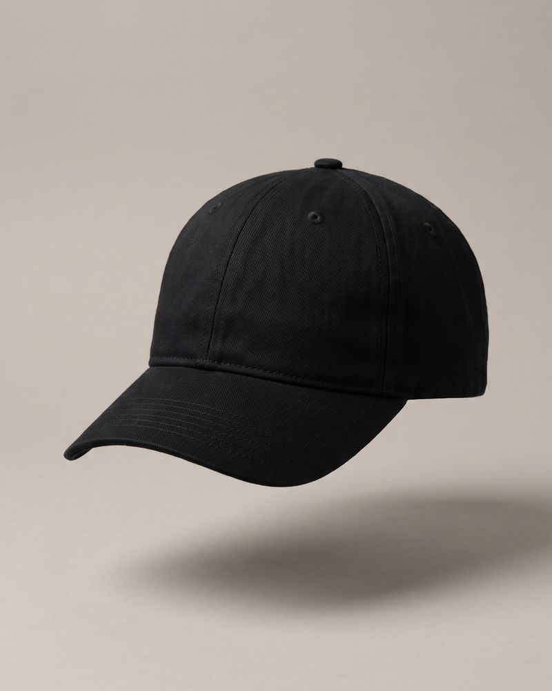 Black six-panel cotton cap